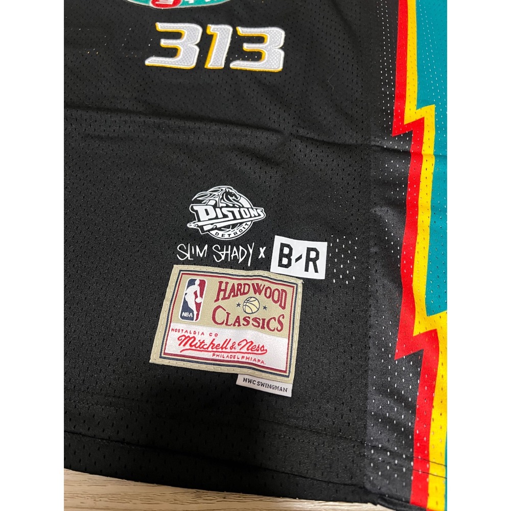 Detroit Pistons Shady 313 Basketball Jersey Size M Eminem NWT Mitchell & Ness - Picture 2 of 10
